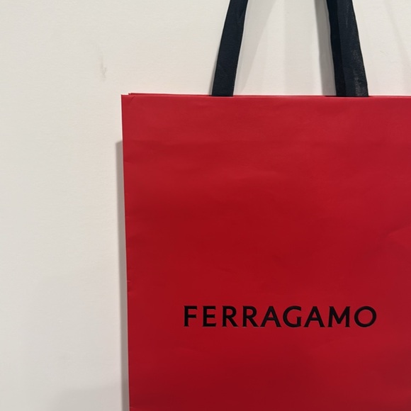 NEW • Ferragamo • Unisex Large Shopping Bag Red and Black H 21” W 15” - Picture 2 of 3